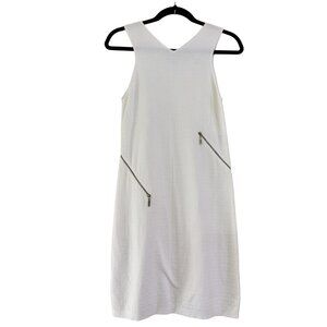 Chanel Women's White Cotton Pique Knit Zipper Sleeveless Tank Dress Size 36